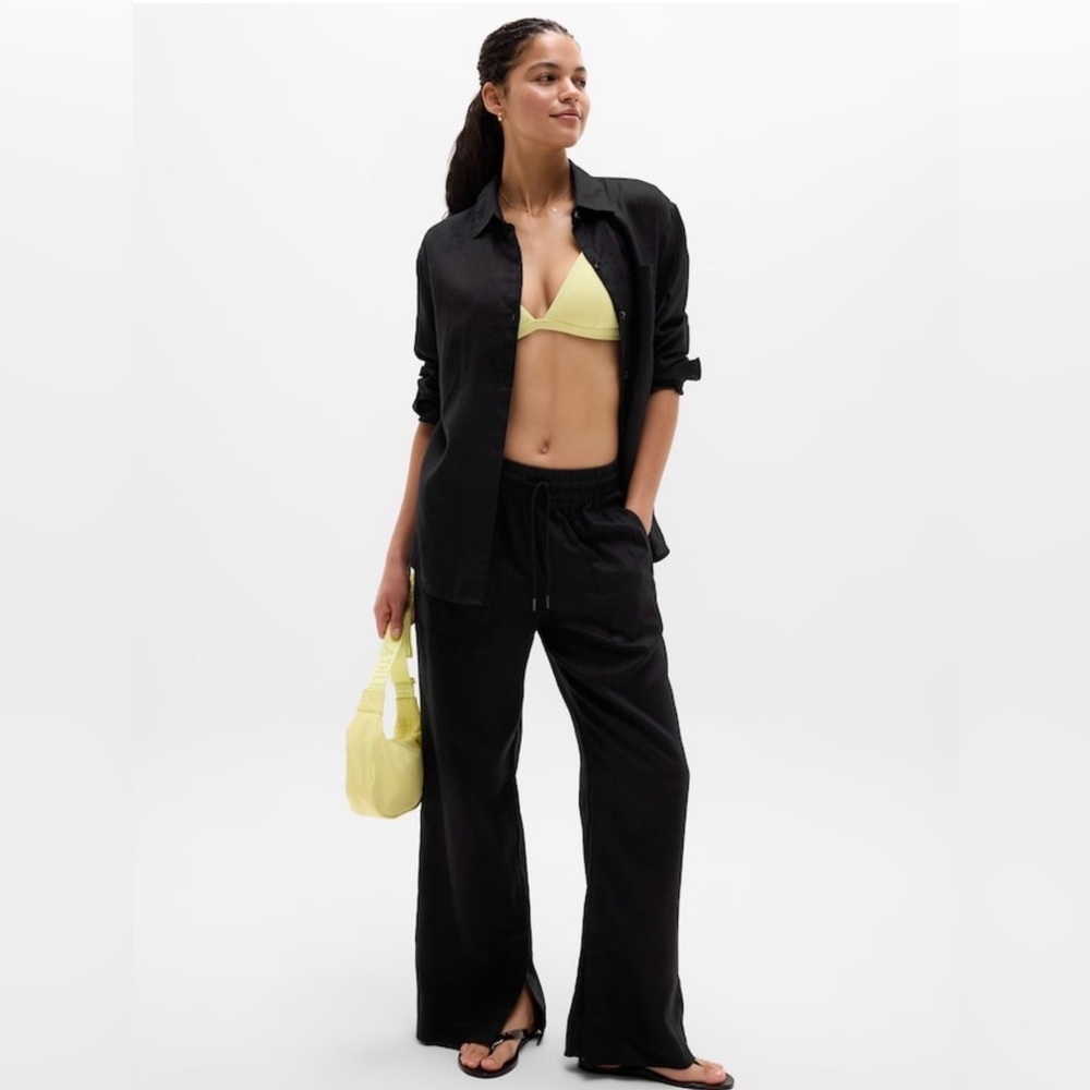NWT Athleta Retreat Linen Black Shirt Size XS (#850931)